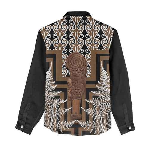 Wahaika New Zealand Women Casual Shirt Maori Weapon Kowhaiwhai Fern Poutama Motifs