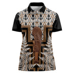 Wahaika New Zealand Women Polo Shirt Maori Weapon Kowhaiwhai Fern Poutama Motifs