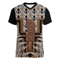 Wahaika New Zealand Women V-Neck T-Shirt Maori Weapon Kowhaiwhai Fern Poutama Motifs