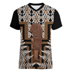 Wahaika New Zealand Women V-Neck T-Shirt Maori Weapon Kowhaiwhai Fern Poutama Motifs