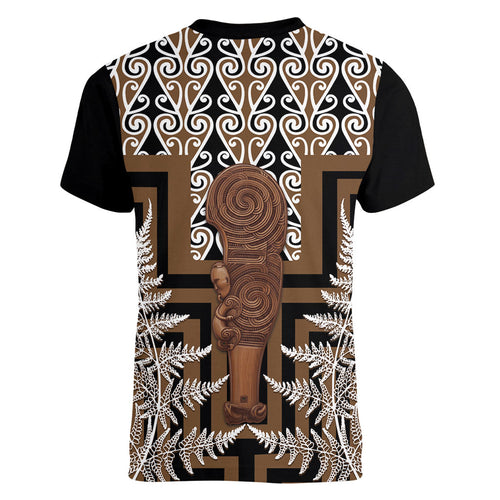 Wahaika New Zealand Women V-Neck T-Shirt Maori Weapon Kowhaiwhai Fern Poutama Motifs