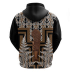 Wahaika New Zealand Zip Hoodie Maori Weapon Kowhaiwhai Fern Poutama Motifs