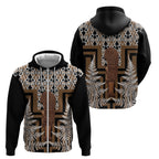 Wahaika New Zealand Zip Hoodie Maori Weapon Kowhaiwhai Fern Poutama Motifs