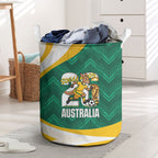 Australia 2026 Soccer Laundry Basket Go Socceroos Kangaroo Mascot Green Sporty