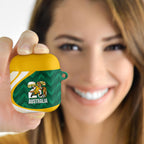 Australia 2026 Soccer AirPods Case Go Socceroos Kangaroo Mascot Green Sporty