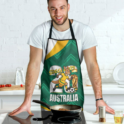 Australia 2026 Soccer Apron Go Socceroos Kangaroo Mascot Green Sporty