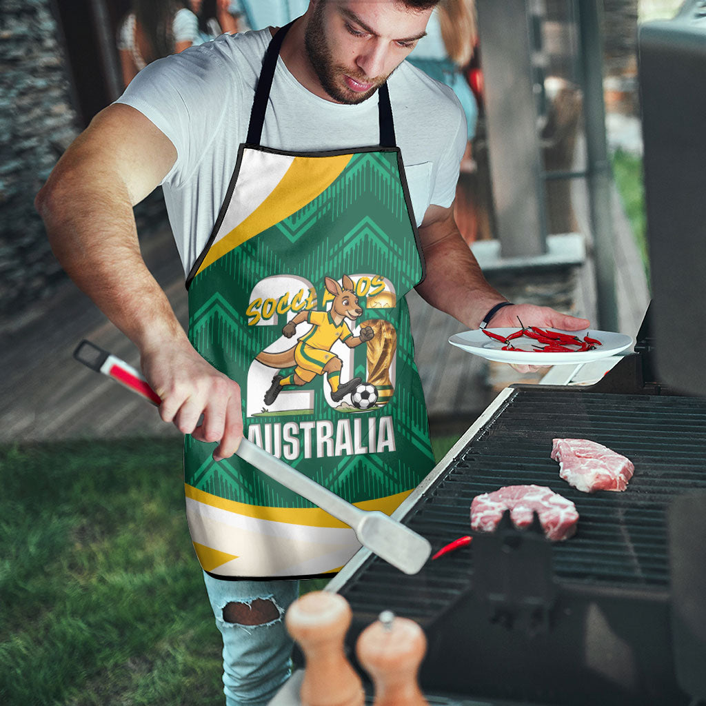 Australia 2026 Soccer Apron Go Socceroos Kangaroo Mascot Green Sporty