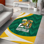 Australia 2026 Soccer Area Rug Go Socceroos Kangaroo Mascot Green Sporty