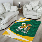 Australia 2026 Soccer Area Rug Go Socceroos Kangaroo Mascot Green Sporty