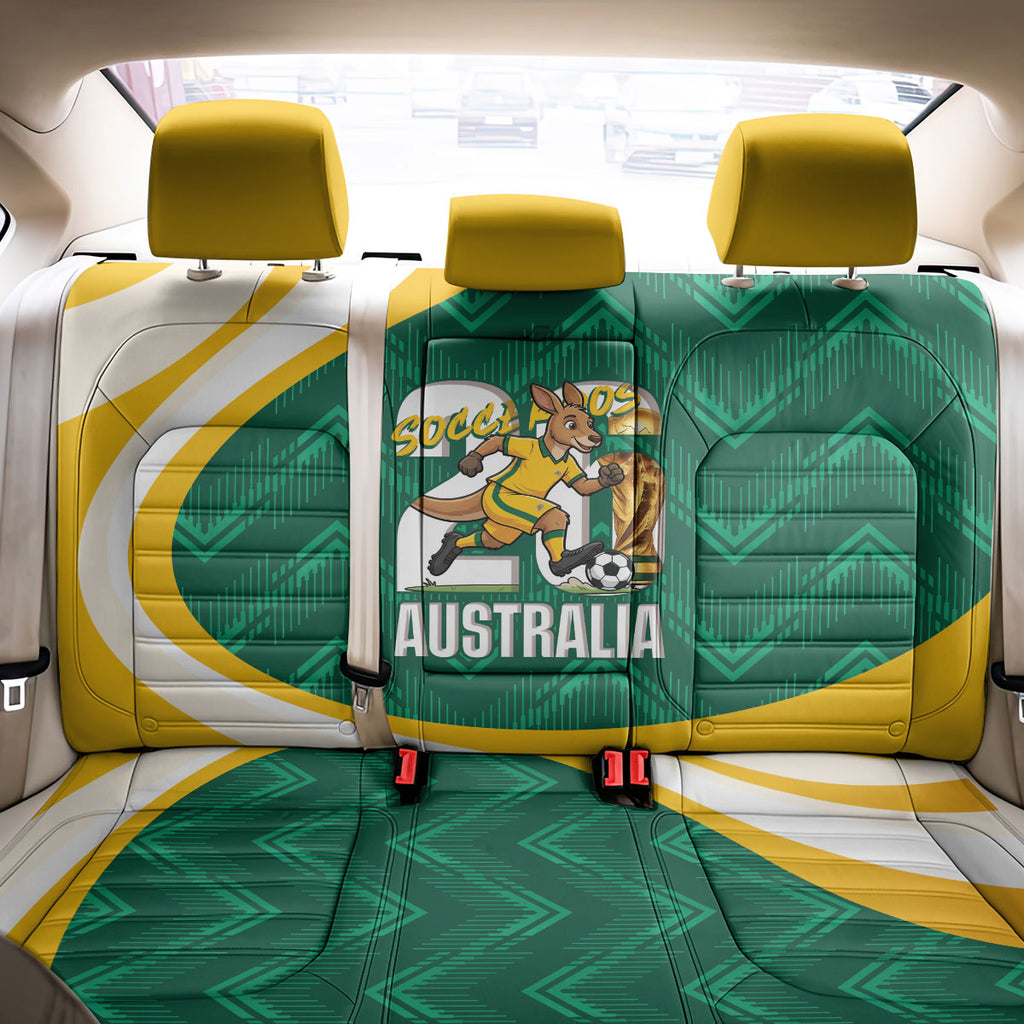 Australia 2026 Soccer Back Car Seat Cover Go Socceroos Kangaroo Mascot Green Sporty
