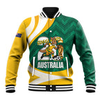 Australia 2026 Soccer Custom Baseball Jacket Go Socceroos Kangaroo Mascot Green Sporty