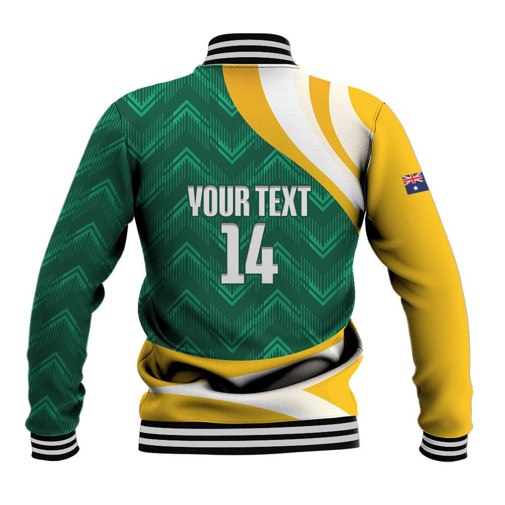 Australia 2026 Soccer Custom Baseball Jacket Go Socceroos Kangaroo Mascot Green Sporty