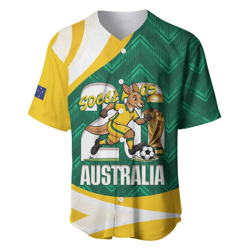 Australia 2026 Soccer Custom Baseball Jersey Go Socceroos Kangaroo Mascot Green Sporty