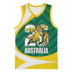 Australia 2026 Soccer Custom Basketball Jersey Go Socceroos Kangaroo Mascot Green Sporty