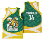 Australia 2026 Soccer Custom Basketball Jersey Go Socceroos Kangaroo Mascot Green Sporty