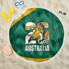 Australia 2026 Soccer Beach Blanket Go Socceroos Kangaroo Mascot Green Sporty