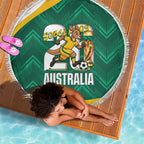 Australia 2026 Soccer Beach Blanket Go Socceroos Kangaroo Mascot Green Sporty