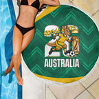 Australia 2026 Soccer Beach Blanket Go Socceroos Kangaroo Mascot Green Sporty