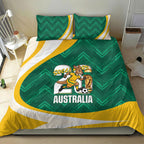 Australia 2026 Soccer Bedding Set Go Socceroos Kangaroo Mascot Green Sporty