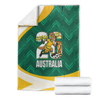 Australia 2026 Soccer Blanket Go Socceroos Kangaroo Mascot Green Sporty