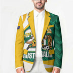 Australia 2026 Soccer Custom Blazer Go Socceroos Kangaroo Mascot Green Sporty