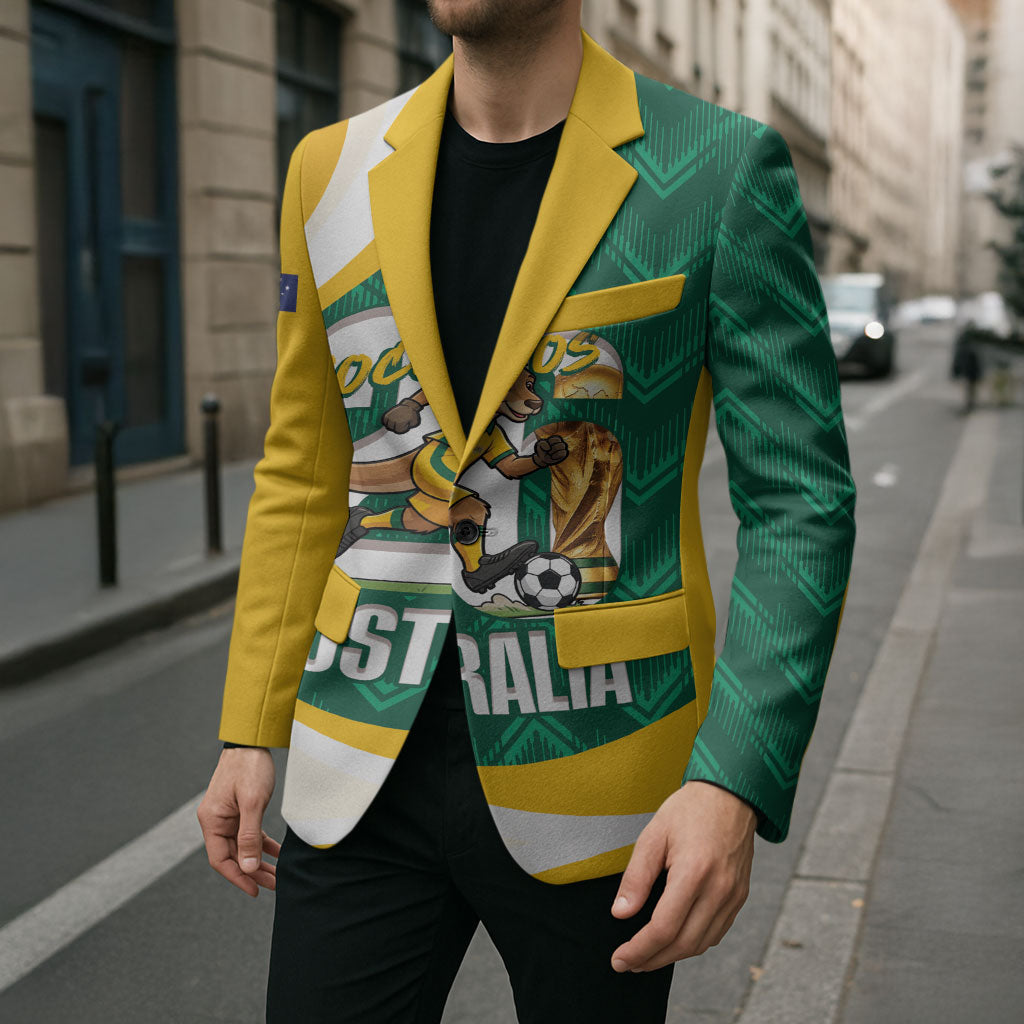 Australia 2026 Soccer Custom Blazer Go Socceroos Kangaroo Mascot Green Sporty