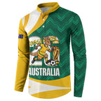 Australia 2026 Soccer Custom Button Sweatshirt Go Socceroos Kangaroo Mascot Green Sporty