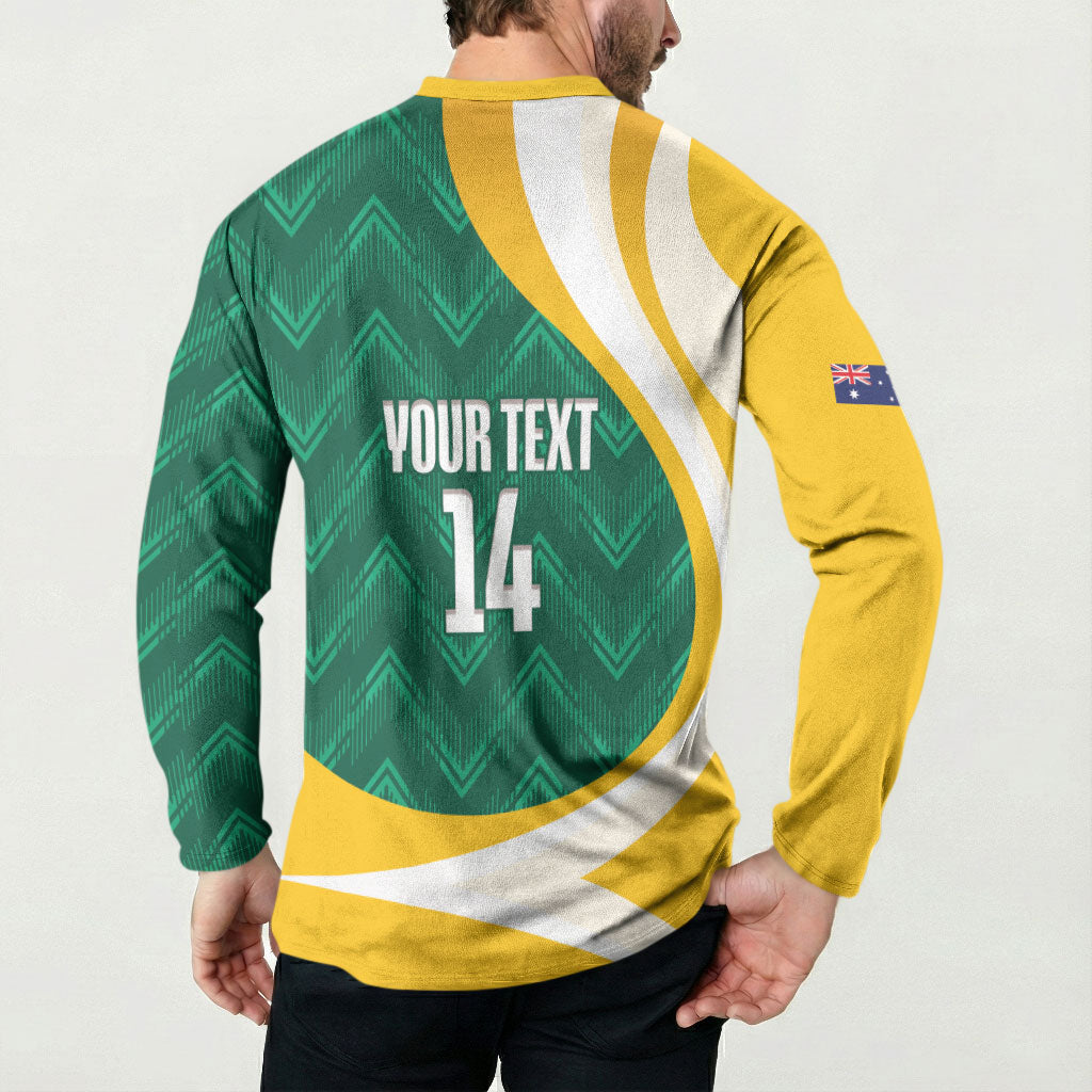 Australia 2026 Soccer Custom Button Sweatshirt Go Socceroos Kangaroo Mascot Green Sporty