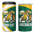 Australia 2026 Soccer Custom 4 in 1 Can Cooler Tumbler Go Socceroos Kangaroo Mascot Green Sporty