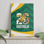 Australia 2026 Soccer Canvas Wall Art Go Socceroos Kangaroo Mascot Green Sporty