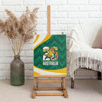 Australia 2026 Soccer Canvas Wall Art Go Socceroos Kangaroo Mascot Green Sporty