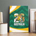 Australia 2026 Soccer Canvas Wall Art Go Socceroos Kangaroo Mascot Green Sporty