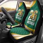 Australia 2026 Soccer Car Seat Cover Go Socceroos Kangaroo Mascot Green Sporty