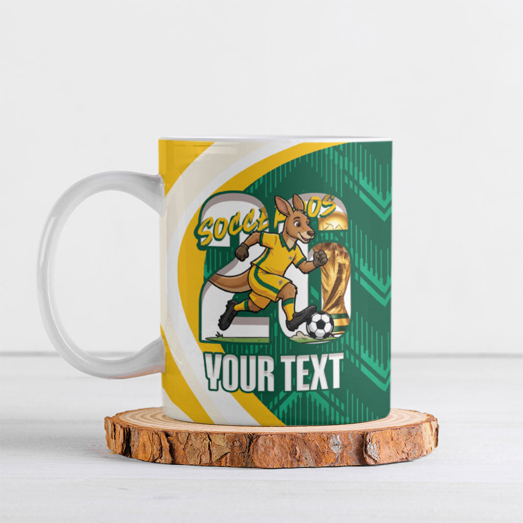 Australia 2026 Soccer Custom Ceramic Mug Go Socceroos Kangaroo Mascot Green Sporty