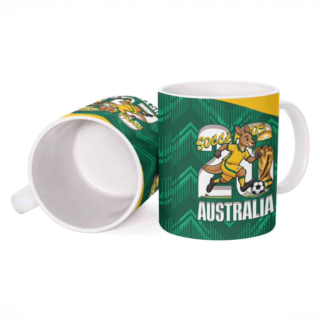 Australia 2026 Soccer Custom Ceramic Mug Go Socceroos Kangaroo Mascot Green Sporty