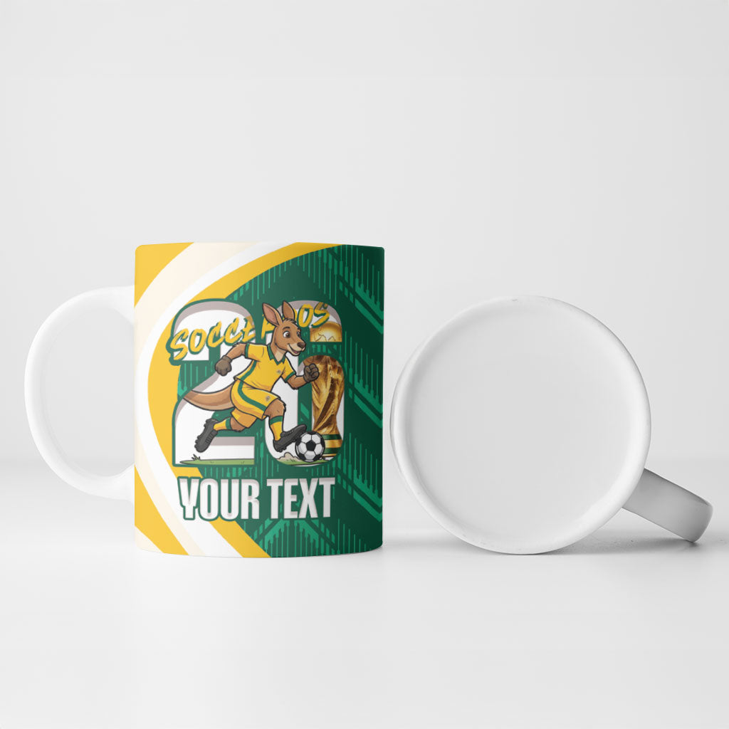 Australia 2026 Soccer Custom Ceramic Mug Go Socceroos Kangaroo Mascot Green Sporty