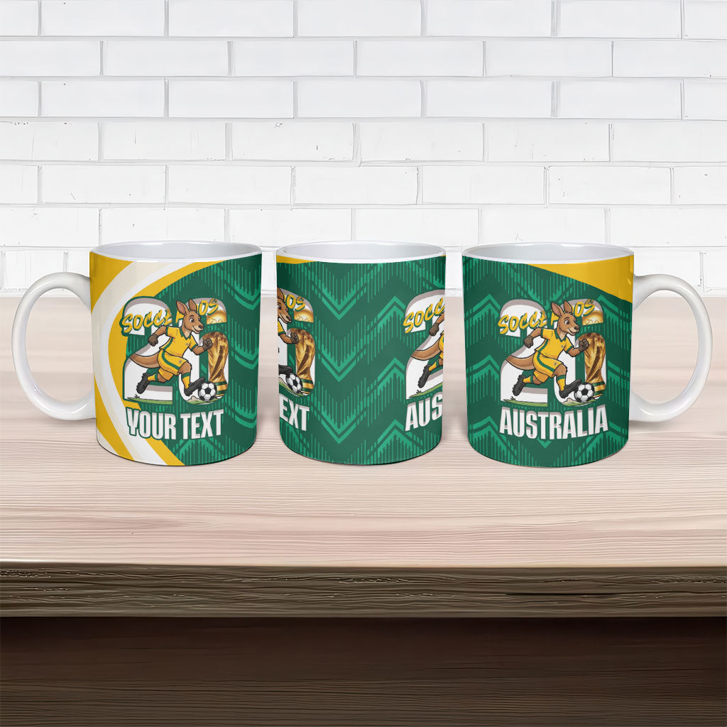 Australia 2026 Soccer Custom Ceramic Mug Go Socceroos Kangaroo Mascot Green Sporty