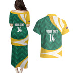 Australia 2026 Soccer Custom Couples Matching Puletasi and Hawaiian Shirt Go Socceroos Kangaroo Mascot Green Sporty