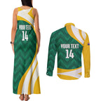 Australia 2026 Soccer Custom Couples Matching Tank Maxi Dress and Long Sleeve Button Shirt Go Socceroos Kangaroo Mascot Green Sporty