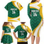 Australia 2026 Soccer Custom Family Matching Long Sleeve Bodycon Dress and Hawaiian Shirt Go Socceroos Kangaroo Mascot Green Sporty