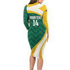 Australia 2026 Soccer Custom Family Matching Long Sleeve Bodycon Dress and Hawaiian Shirt Go Socceroos Kangaroo Mascot Green Sporty