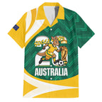 Australia 2026 Soccer Custom Family Matching Off Shoulder Maxi Dress and Hawaiian Shirt Go Socceroos Kangaroo Mascot Green Sporty