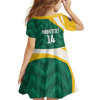 Australia 2026 Soccer Custom Family Matching Off Shoulder Short Dress and Hawaiian Shirt Go Socceroos Kangaroo Mascot Green Sporty