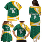 Australia 2026 Soccer Custom Family Matching Puletasi and Hawaiian Shirt Go Socceroos Kangaroo Mascot Green Sporty