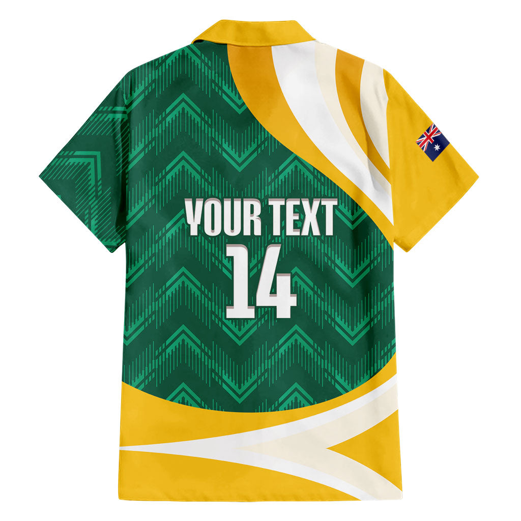 Australia 2026 Soccer Custom Family Matching Puletasi and Hawaiian Shirt Go Socceroos Kangaroo Mascot Green Sporty