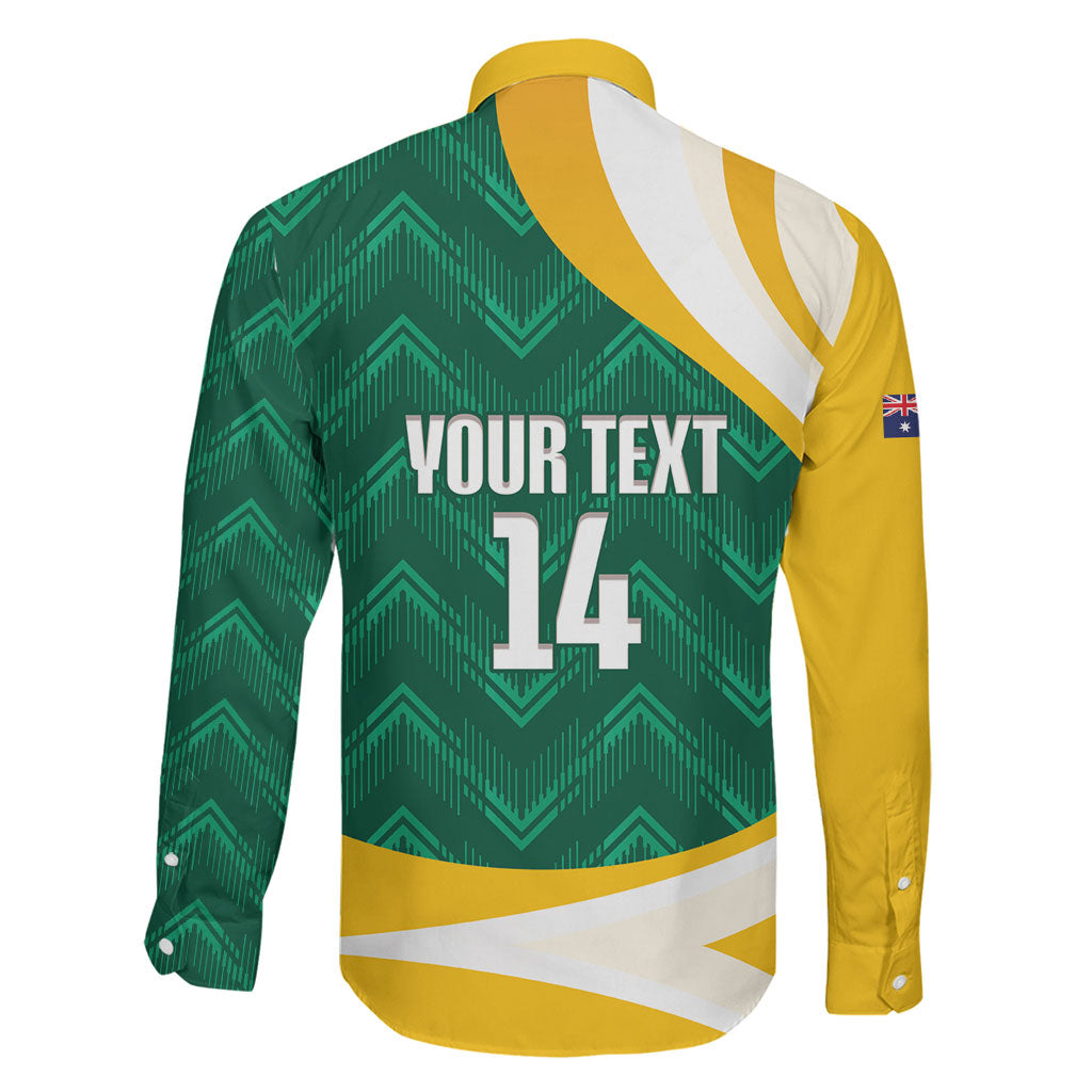 Australia 2026 Soccer Custom Family Matching Puletasi and Hawaiian Shirt Go Socceroos Kangaroo Mascot Green Sporty