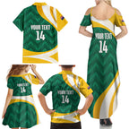 Australia 2026 Soccer Custom Family Matching Summer Maxi Dress and Hawaiian Shirt Go Socceroos Kangaroo Mascot Green Sporty