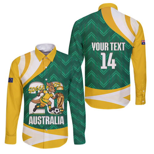 Australia 2026 Soccer Custom Family Matching Summer Maxi Dress and Hawaiian Shirt Go Socceroos Kangaroo Mascot Green Sporty