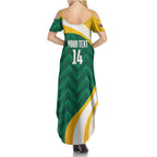 Australia 2026 Soccer Custom Family Matching Summer Maxi Dress and Hawaiian Shirt Go Socceroos Kangaroo Mascot Green Sporty
