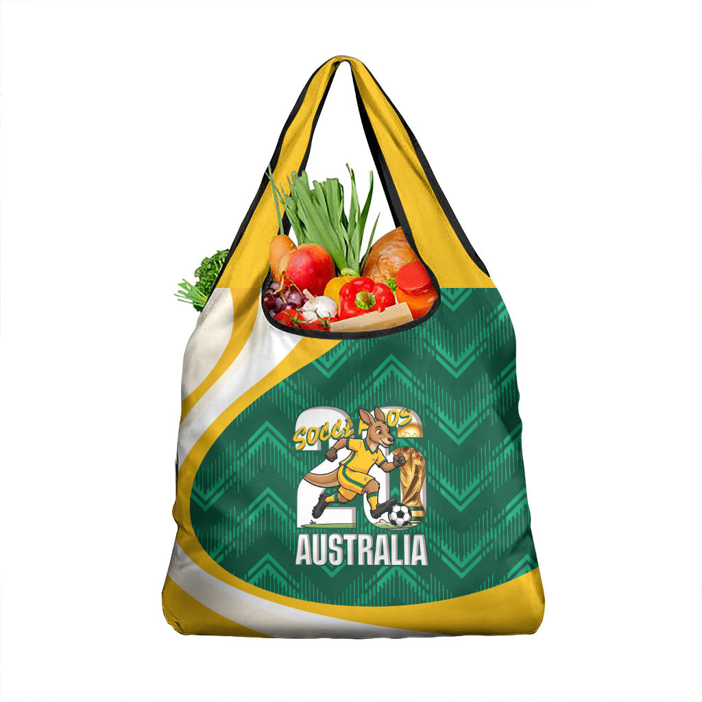 Australia 2026 Soccer Grocery Bag Go Socceroos Kangaroo Mascot Green Sporty